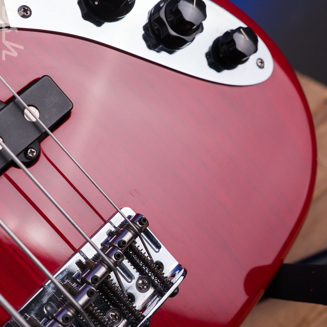 1999 Fender American Deluxe Jazz Bass Fretless 4-String Transparent Crimson Red