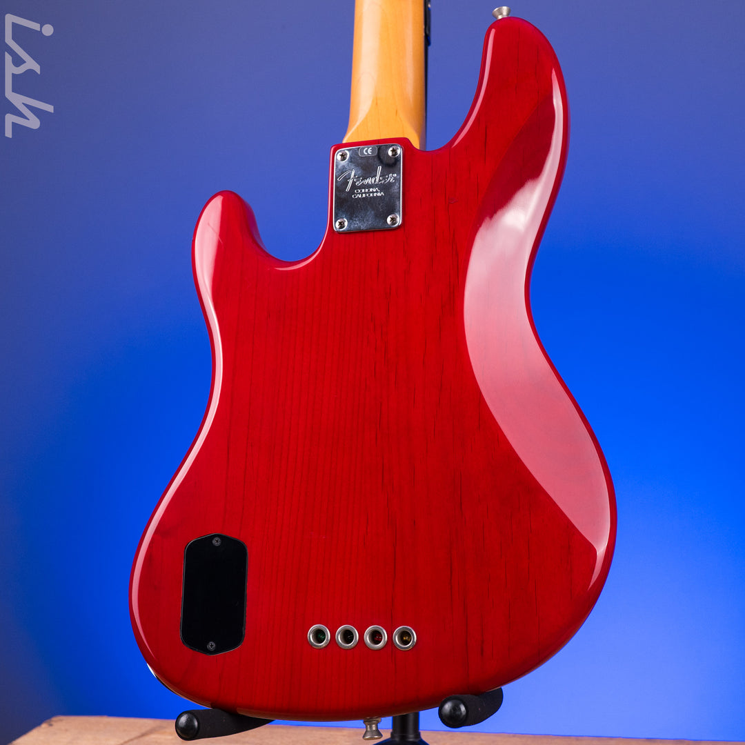 1999 Fender American Deluxe Jazz Bass Fretless 4-String Transparent Crimson Red