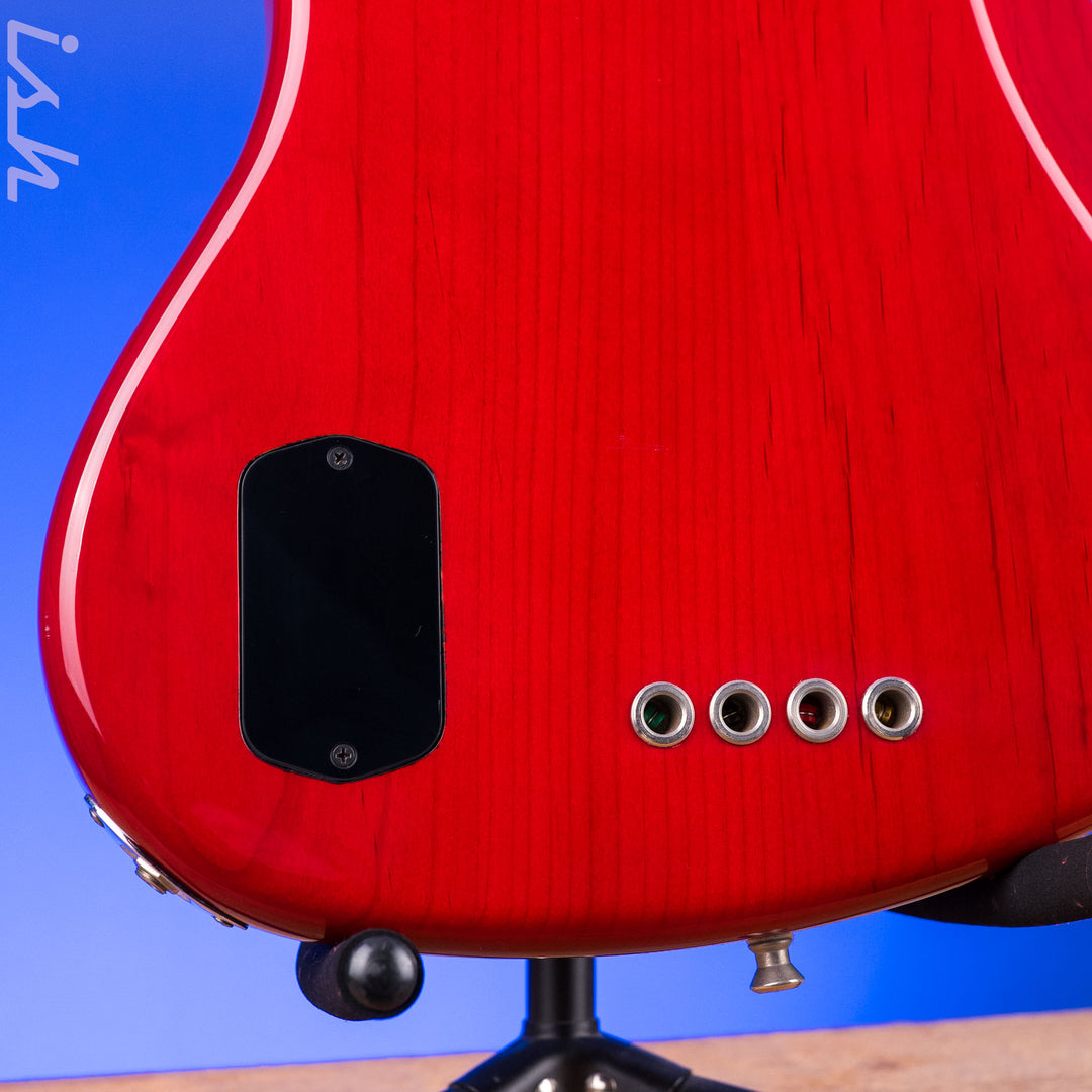1999 Fender American Deluxe Jazz Bass Fretless 4-String Transparent Crimson Red