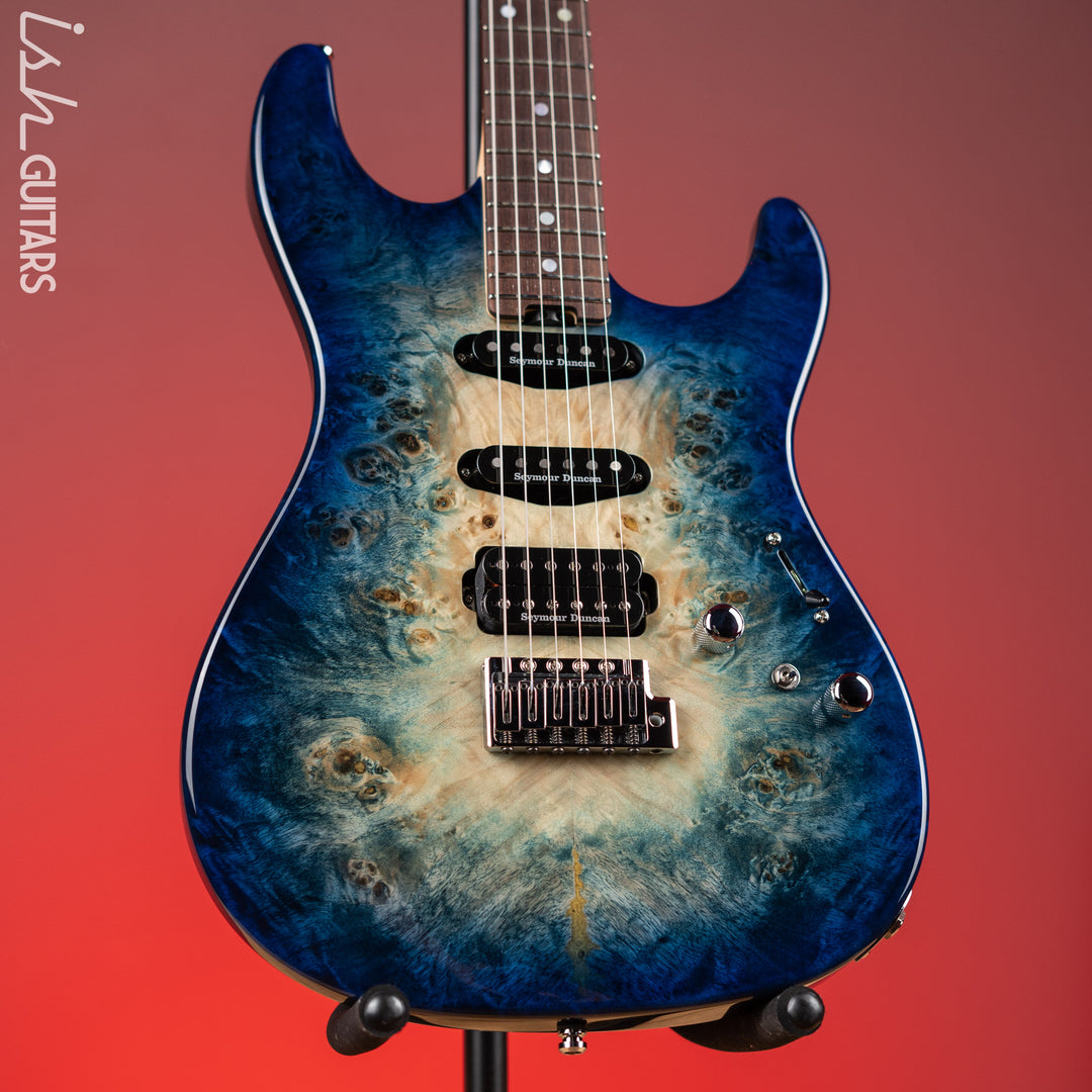 ESP Custom Shop Snapper CTM Burl Poplar Nebula Blue Burst Demo – Ish Guitars