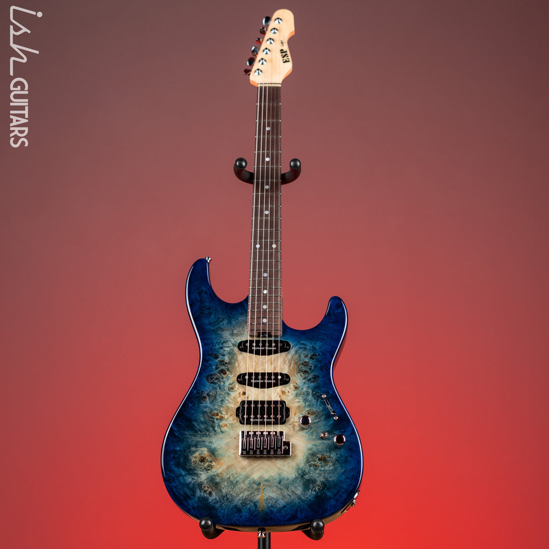 ESP Custom Shop Snapper CTM Burl Poplar Nebula Blue Burst Demo