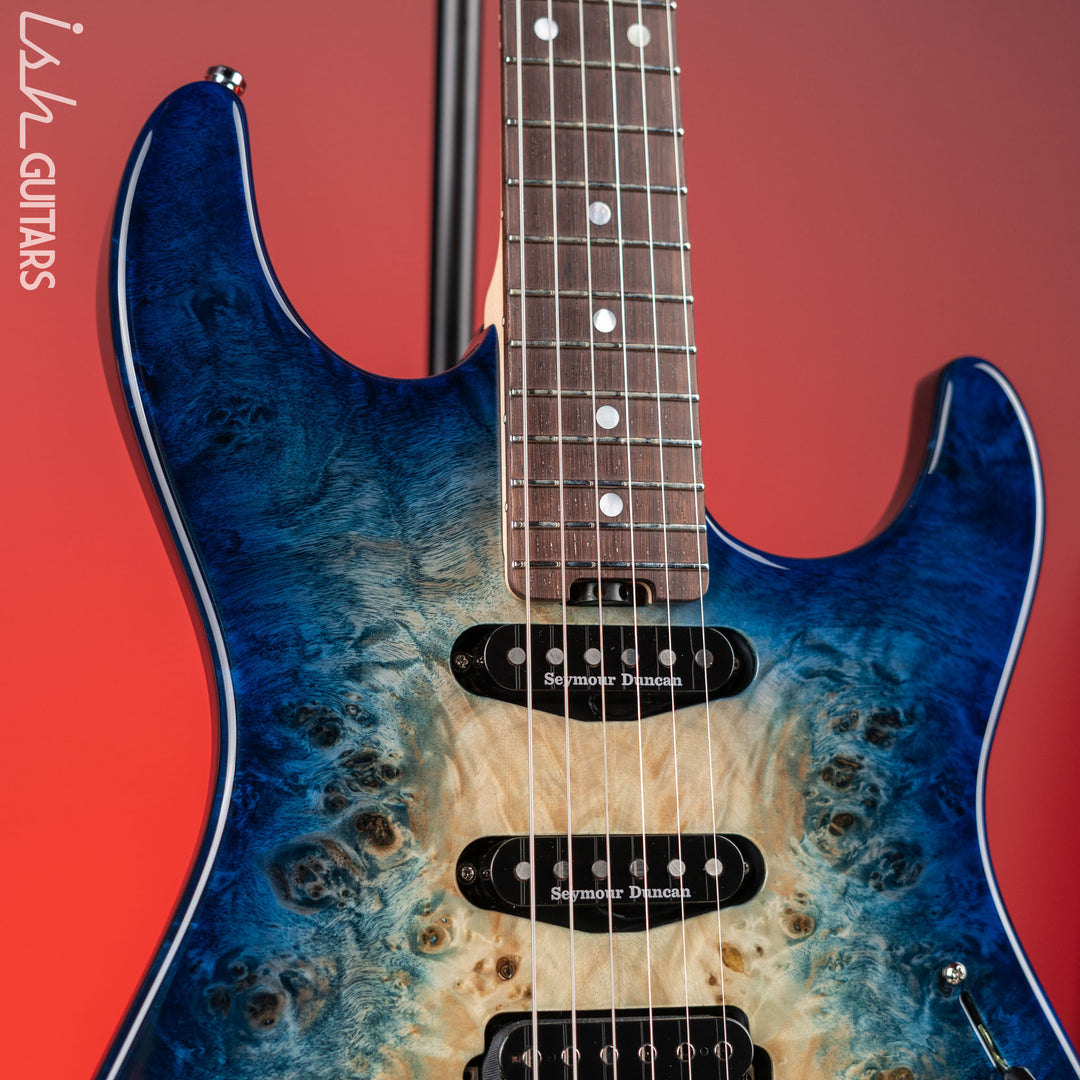 ESP Custom Shop Snapper CTM Burl Poplar Nebula Blue Burst Demo