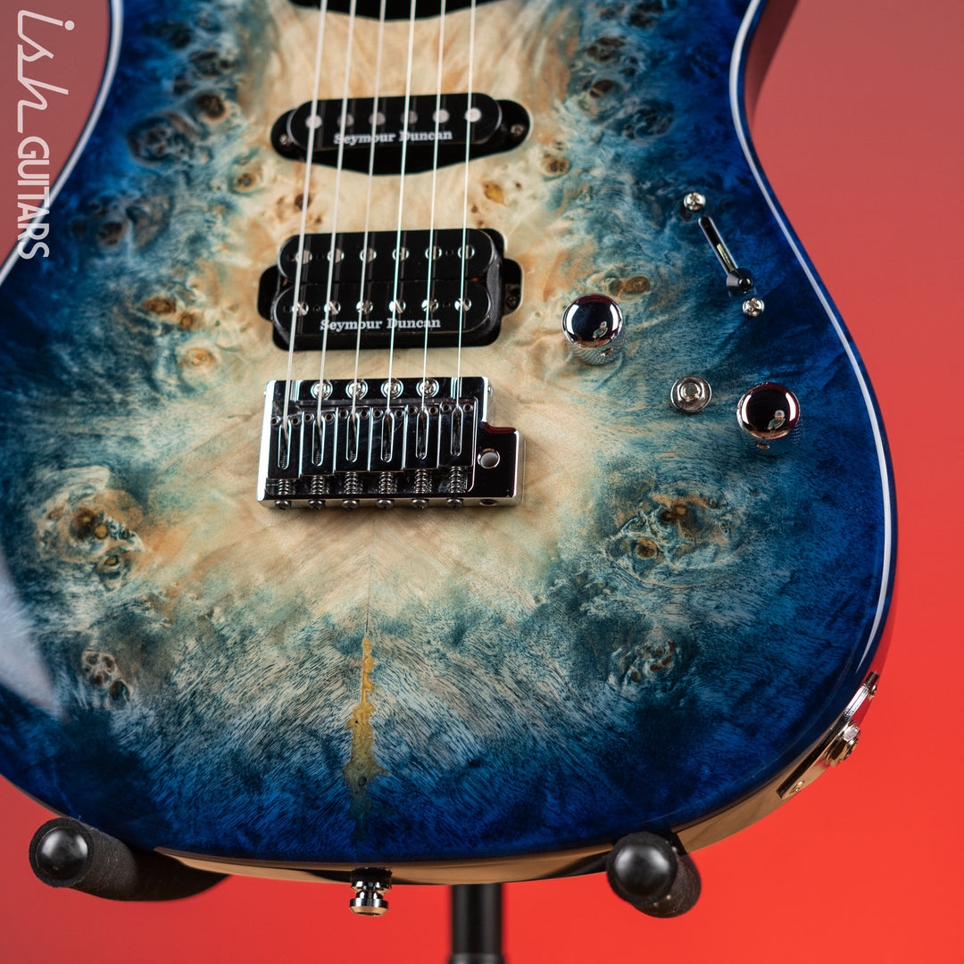ESP Custom Shop Snapper CTM Burl Poplar Nebula Blue Burst Demo