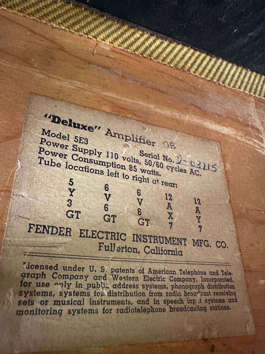 1957 Fender Deluxe Tweed 5E3