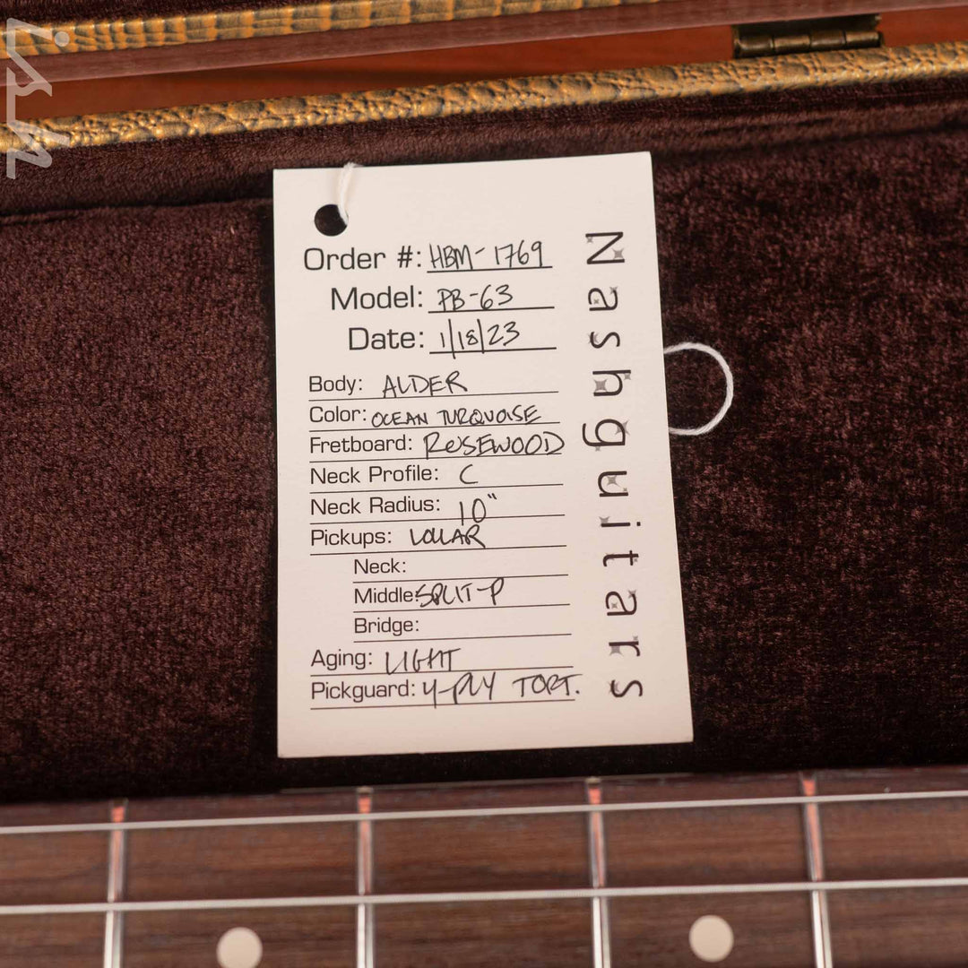 2023 Nash Guitars PB-63 Bass Ocean Turquiose Light Aging