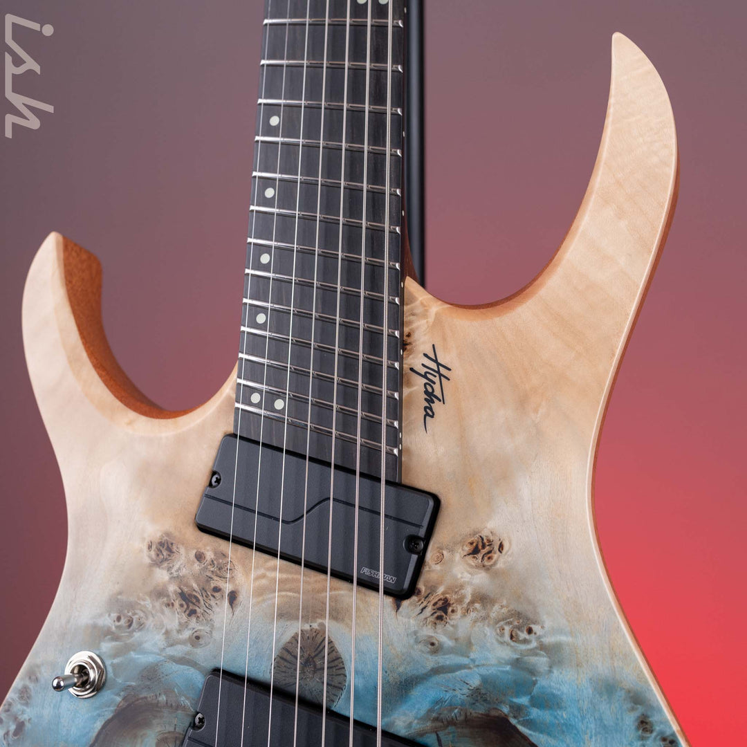 Mayones Hydra Elite VF 7-String Guitar Lefthand Transparent Satin Aquamarine Horizon