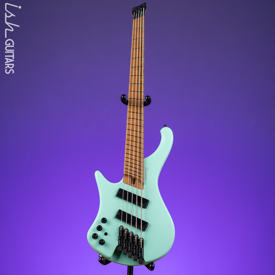 Ibanez EHB1005MSL Multi-Scale Left Handed 5-String Headless Bass Sea Foam Green Demo