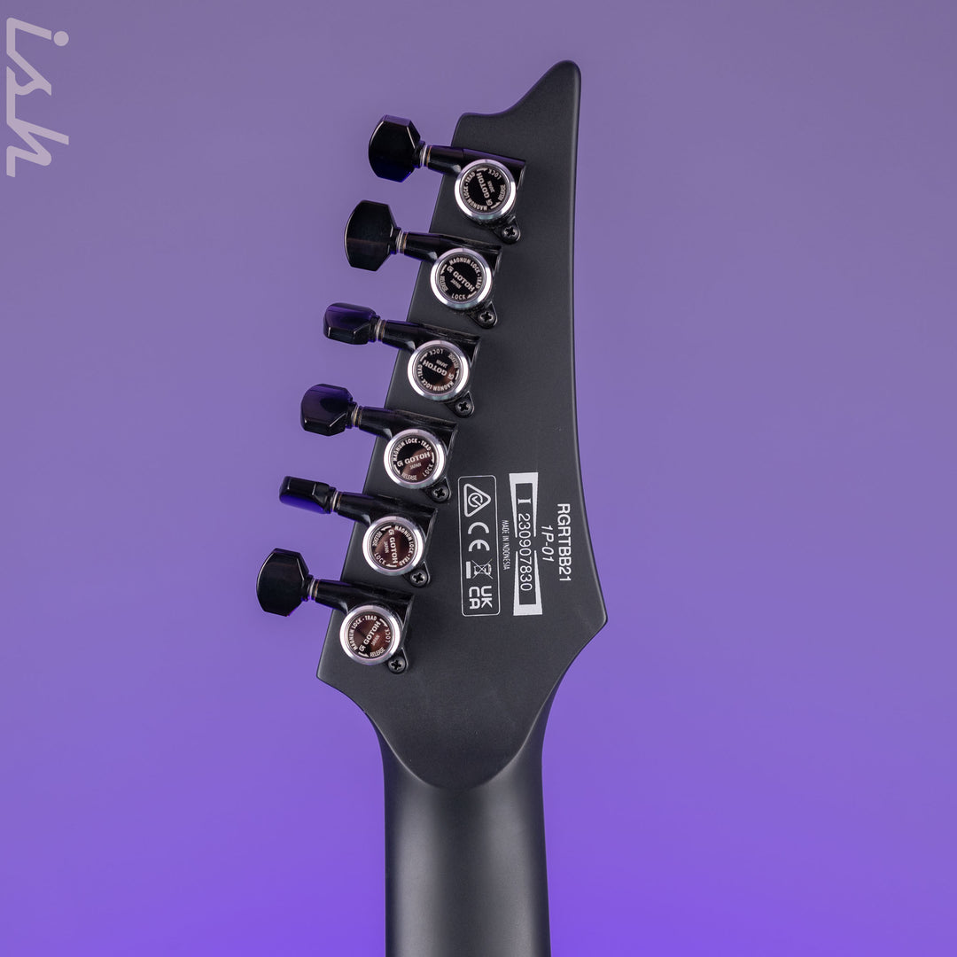 Ibanez RGRTBB21 Iron Label Baritone Electric Guitar Black Flat Demo