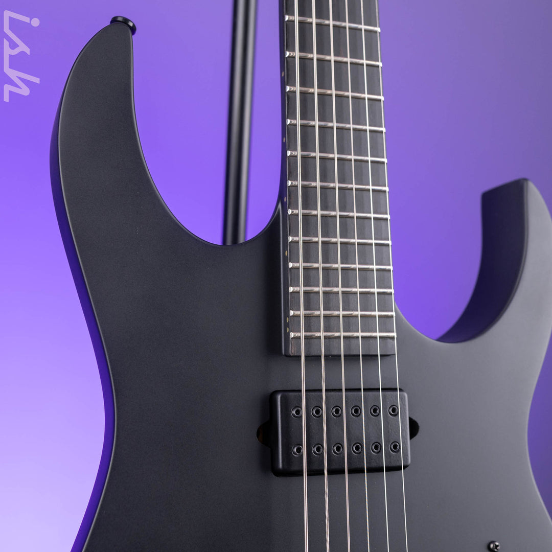 Ibanez RGRTBB21 Iron Label Baritone Electric Guitar Black Flat Demo