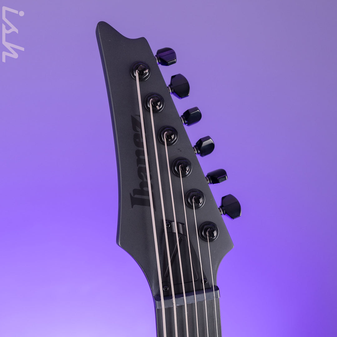 Ibanez RGRTBB21 Iron Label Baritone Electric Guitar Black Flat Demo