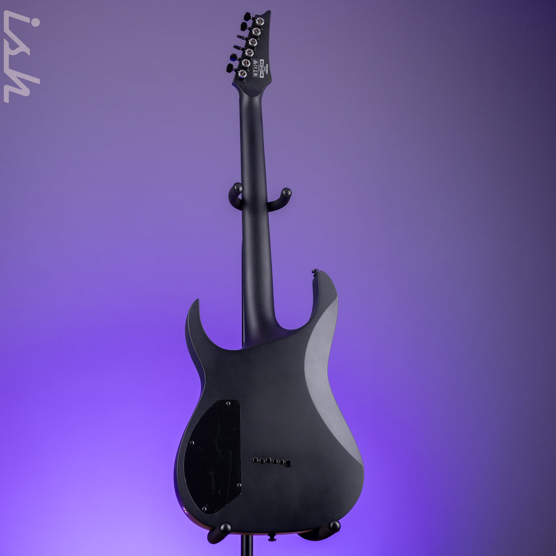 Ibanez RGRTBB21 Iron Label Baritone Electric Guitar Black Flat Demo