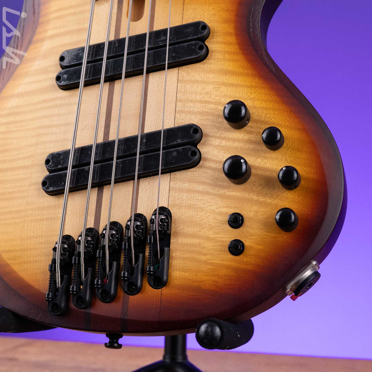 Ibanez BTB Bass Workshop Multi-Scale 5-String Bass Natural Browned Burst Flat Demo