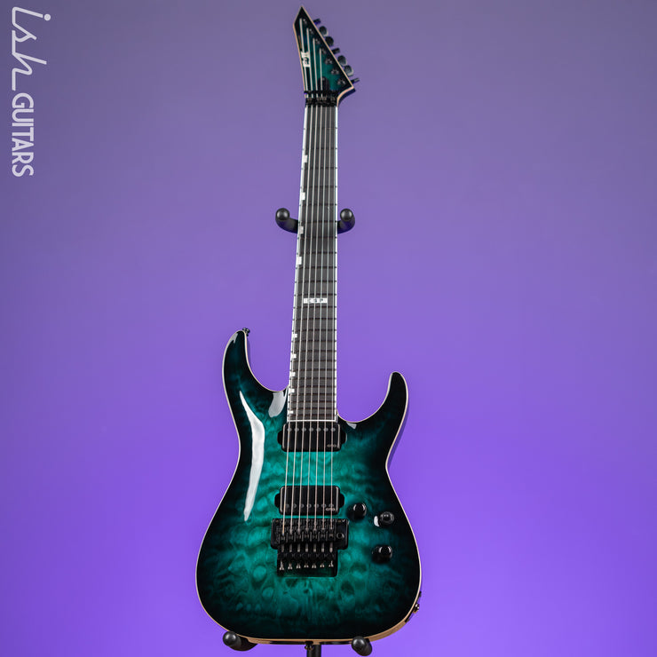 ESP E-II Horizon Floyd Rose 7 String Black Turquoise Burst