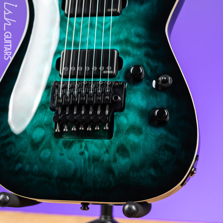 ESP E-II Horizon Floyd Rose 7 String Black Turquoise Burst