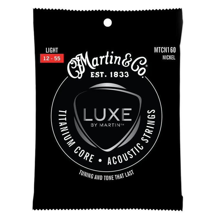 Martin MTCN160 Titanium Core Nickel Acoustic Guitar Strings Light 12-5 ...