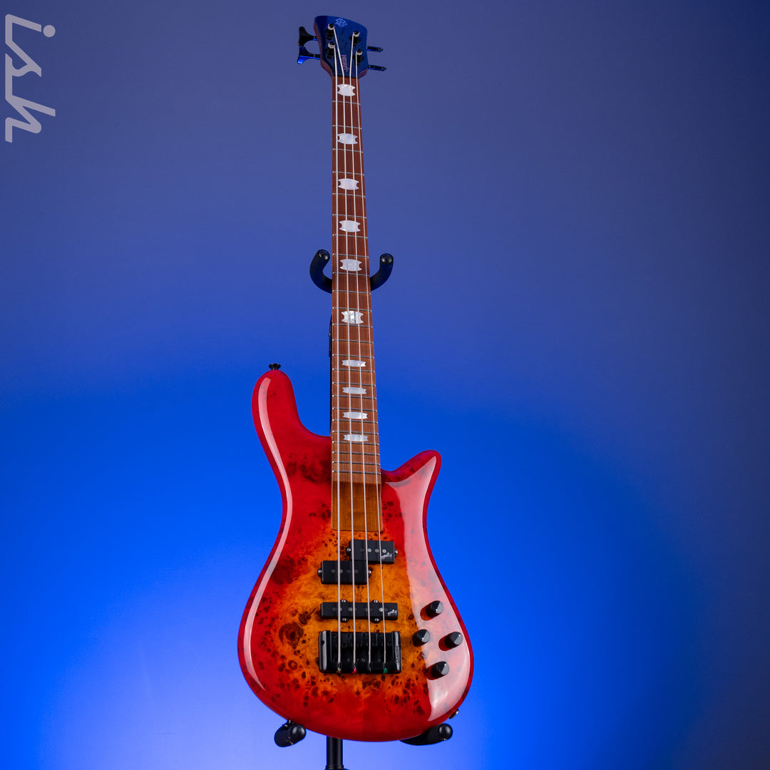 2022 Spector Eurobolt 4 Inferno Red Gloss Poplar Burl Bass Guitar