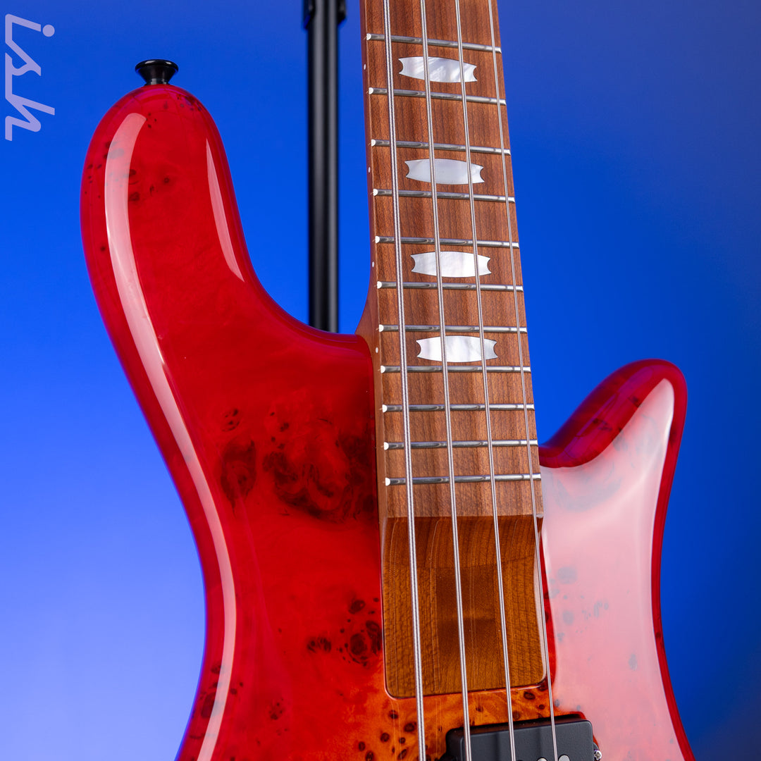 2022 Spector Eurobolt 4 Inferno Red Gloss Poplar Burl Bass Guitar