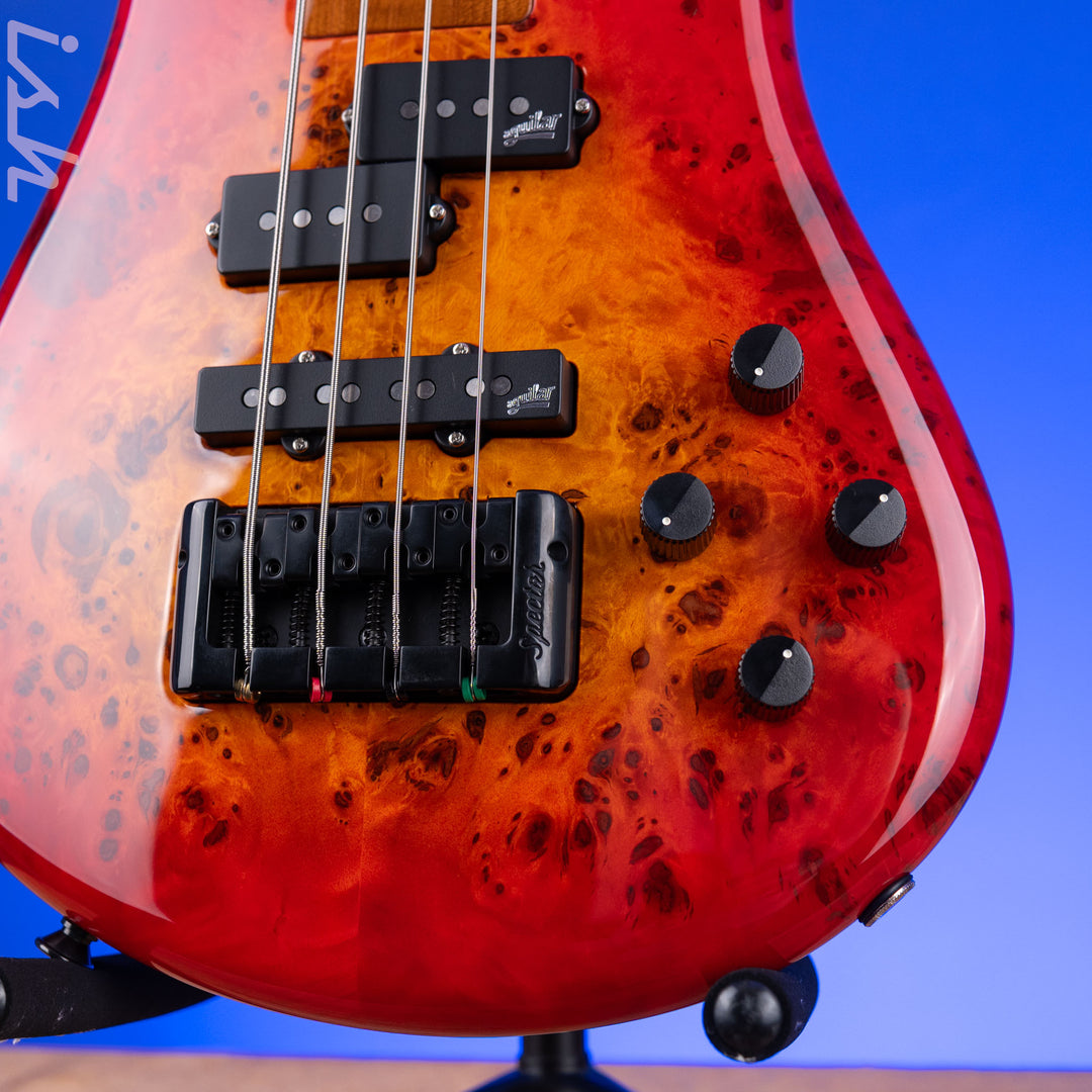 2022 Spector Eurobolt 4 Inferno Red Gloss Poplar Burl Bass Guitar