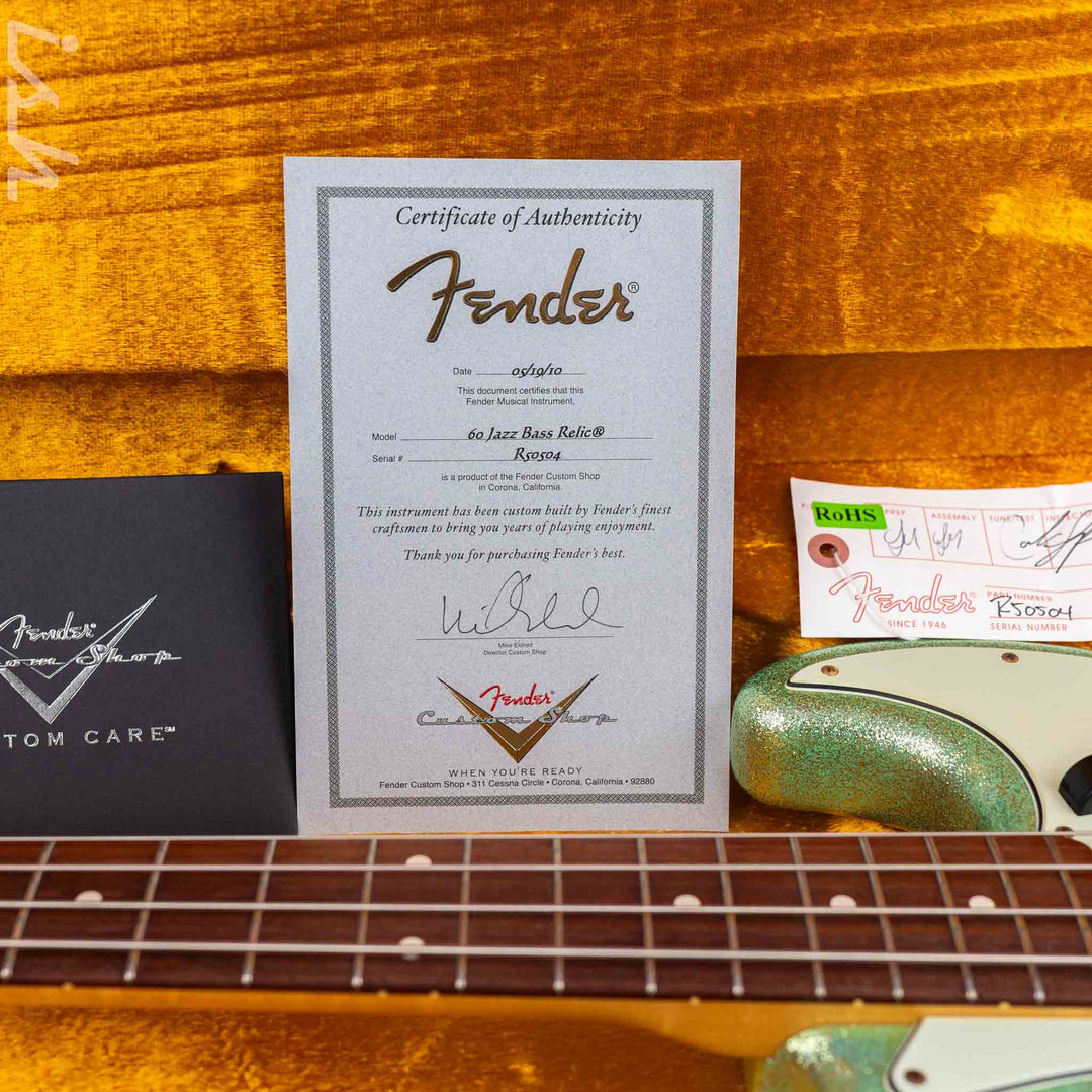 2010 Fender Custom Shop 1960 Jazz Bass Relic Seafoam Green Sparkle Gold Hardware