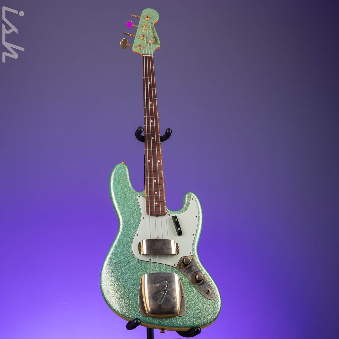 2010 Fender Custom Shop 1960 Jazz Bass Relic Seafoam Green Sparkle Gold Hardware