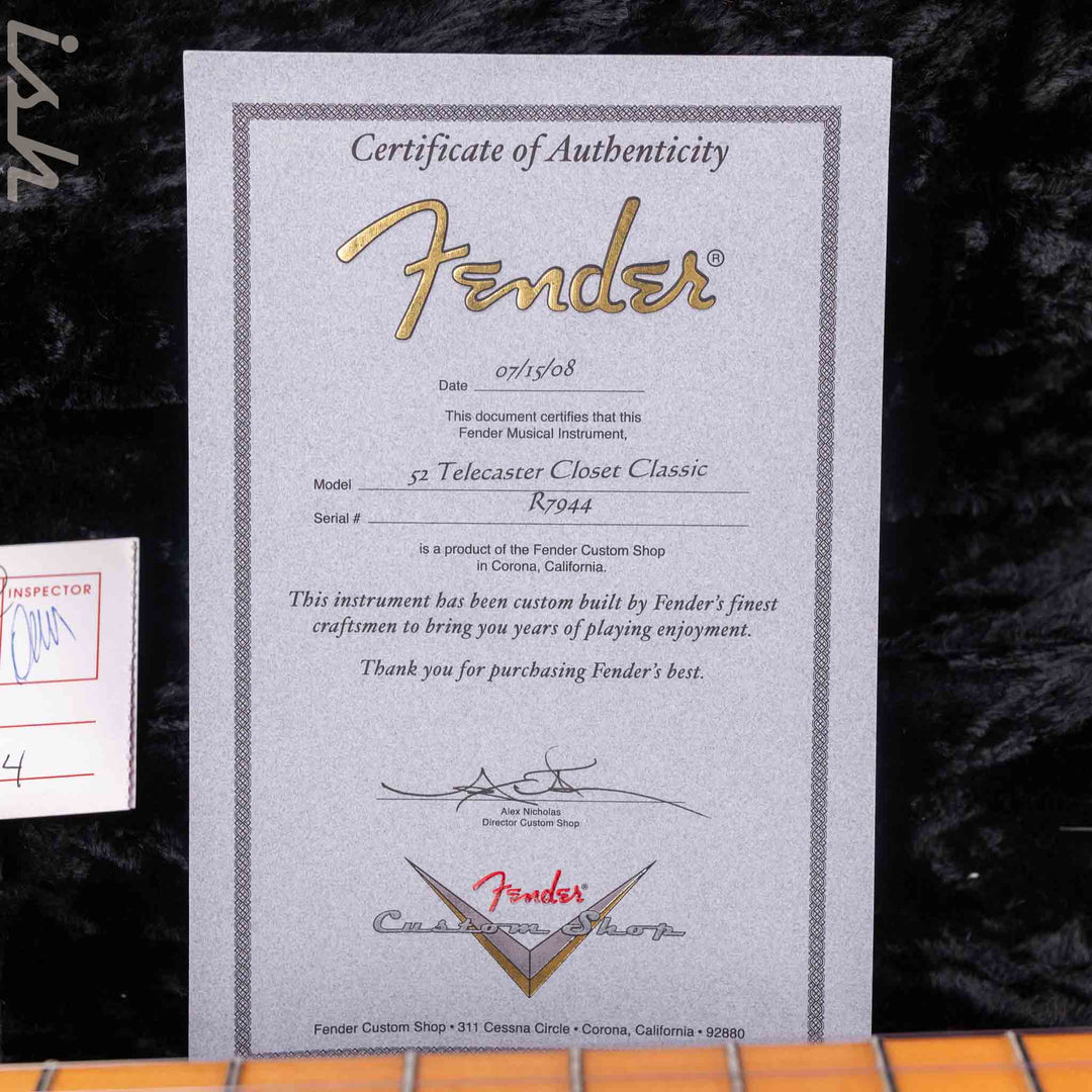 2008 Fender Custom Shop Closet Classic 1952 Telecaster Blonde