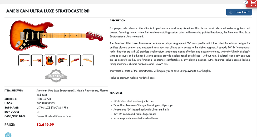 2023 Fender American Ultra Luxe Stratocaster