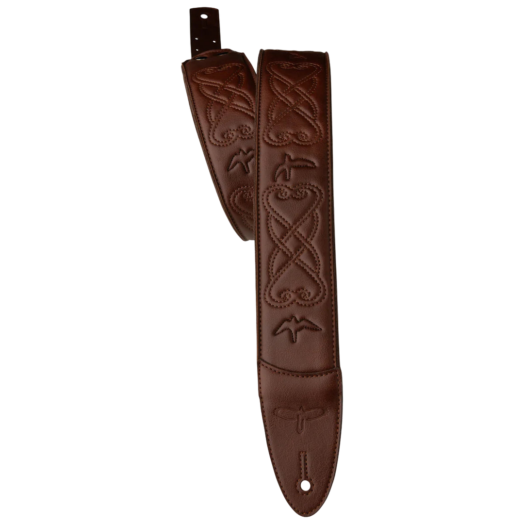 PRS 2.4" Padded Guitar Strap Faux Leather Birds Sanguine