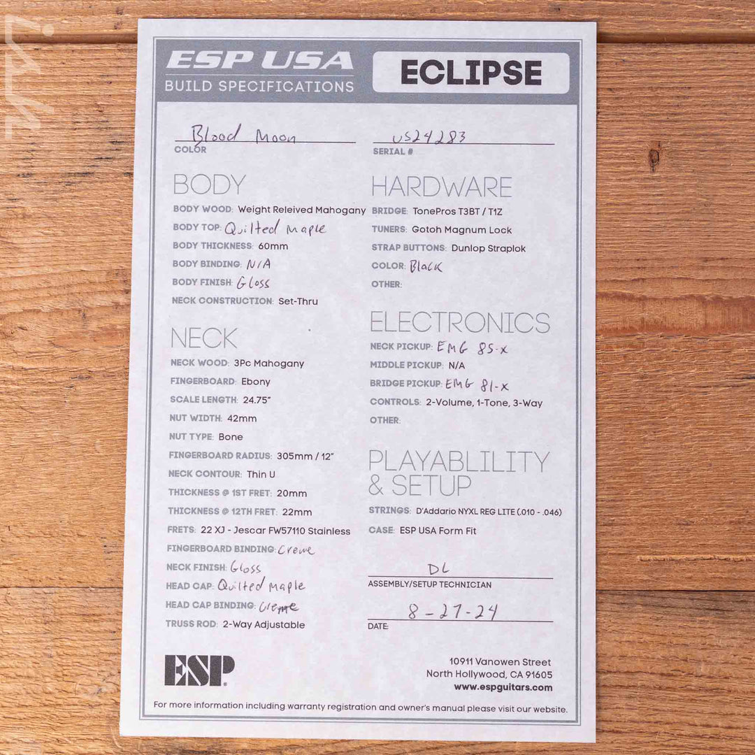 ESP USA Eclipse Electric Guitar Blood Moon