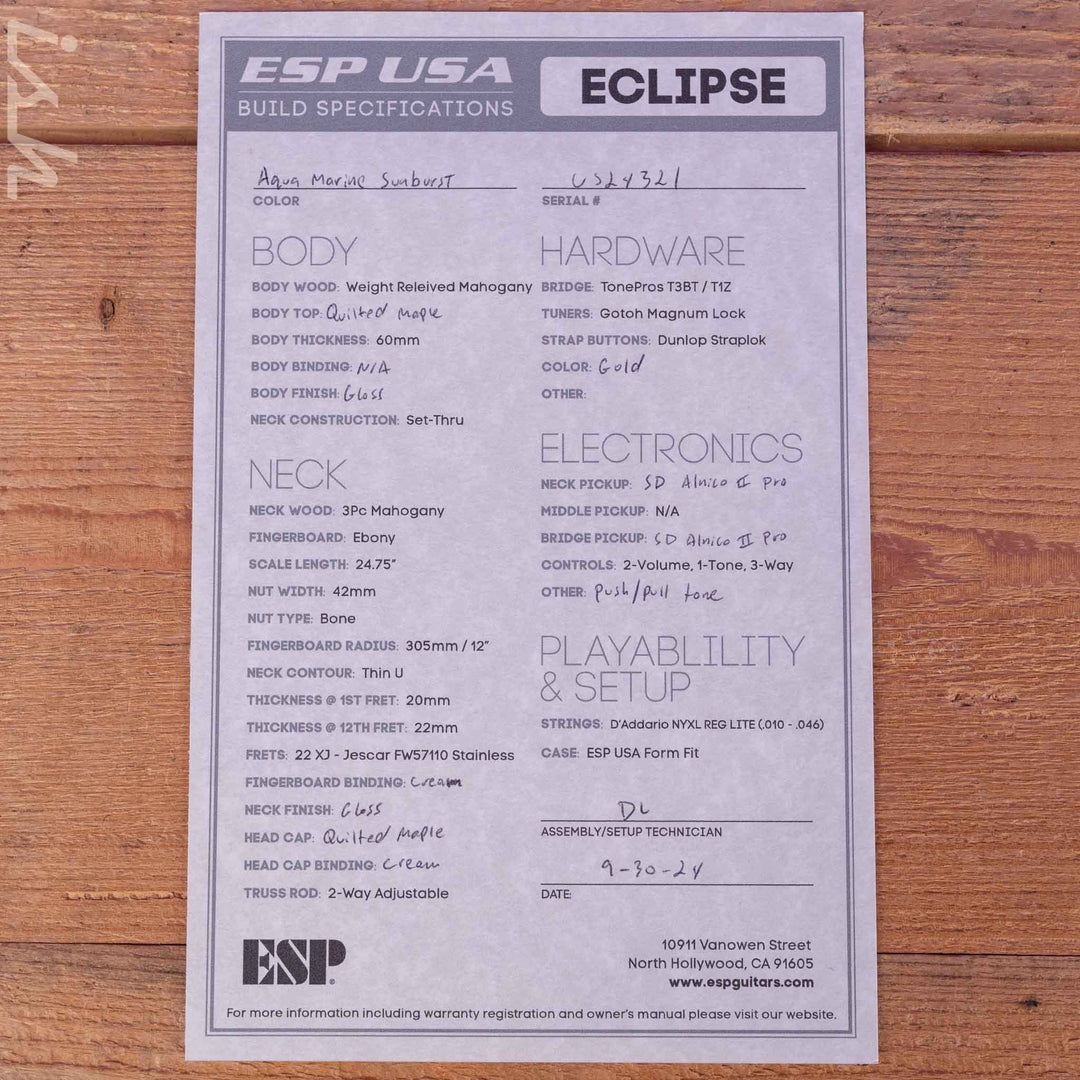 ESP USA Eclipse Aquamarine Sunburst