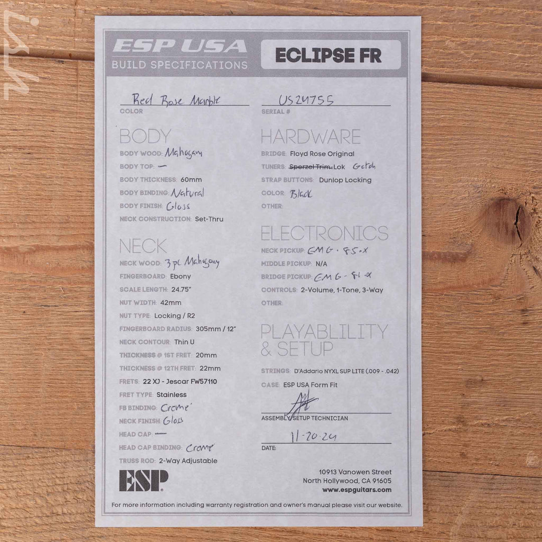 ESP USA Eclipse Red Rose Marble