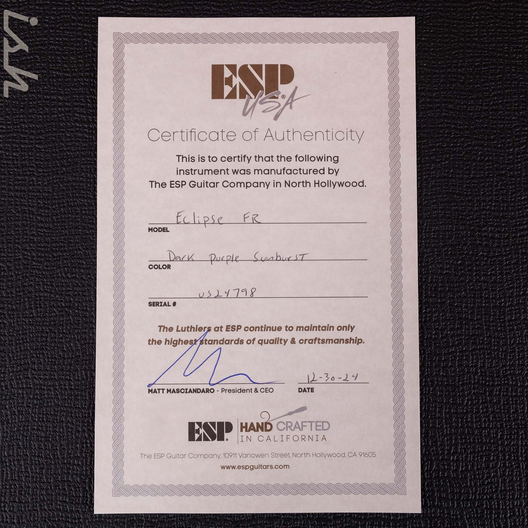 ESP USA Eclipse Dark Purple Sunburst