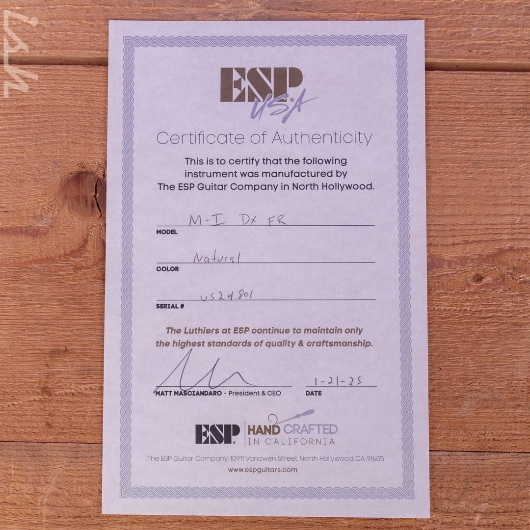 ESP USA M-I DX FR Satin Natural Zebrawood