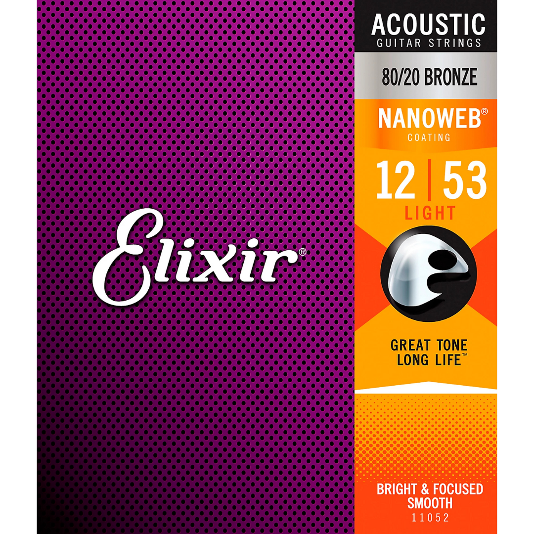 Elixir Acoustic Strings 80/20 Bronze Nanoweb 12/53