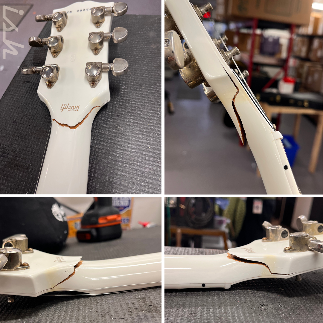 2022 Gibson Les Paul Custom White - Headstock Repair