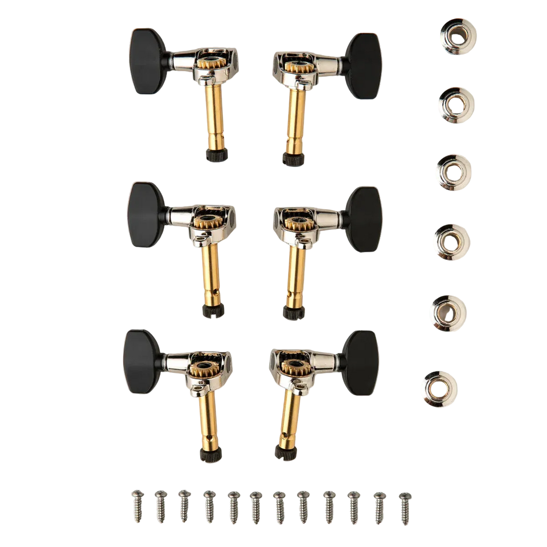 PRS Phase III Locking Tuners w/ Black Wing Buttons - Shaft Design Set of Six