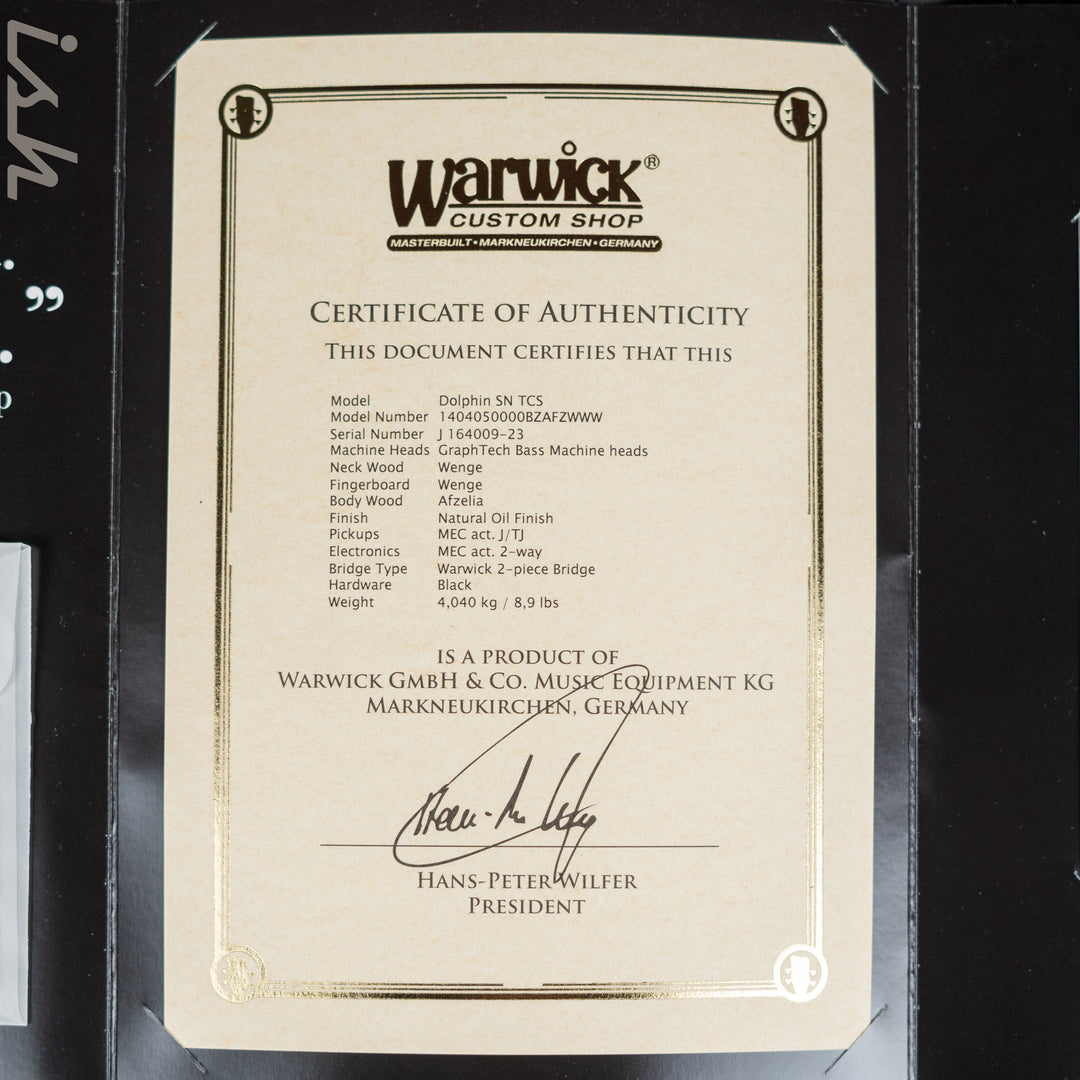 Ish x Warwick Dolphin SN TCS Custom Shop Endangered Species 4-String Bass Wenge Fretboard Demo