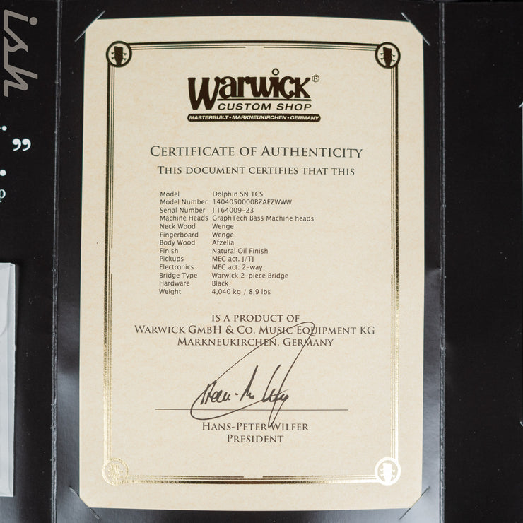 Ish x Warwick Dolphin SN TCS Custom Shop Endangered Species 4-String Bass Wenge Fretboard Pre-Order