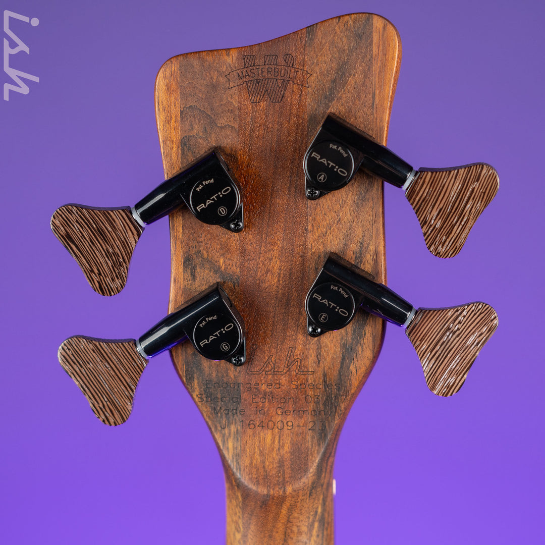 Ish x Warwick Dolphin SN TCS Custom Shop Endangered Species 4-String Bass Wenge Fretboard Demo