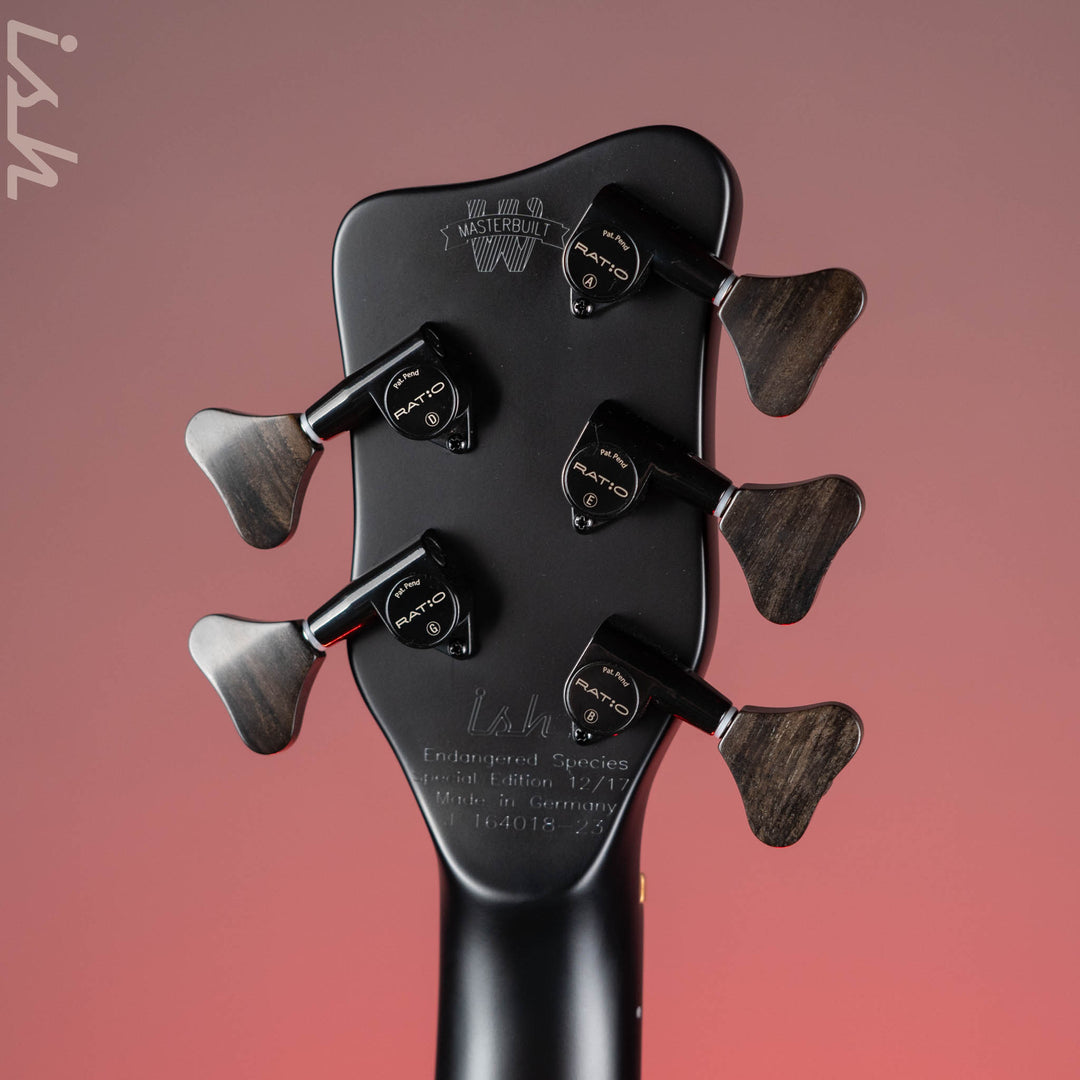 Ish x Warwick Dolphin SN TCS Custom Shop Endangered Species 5-String Bass Black Satin Ebony Fretboard Pre-Order