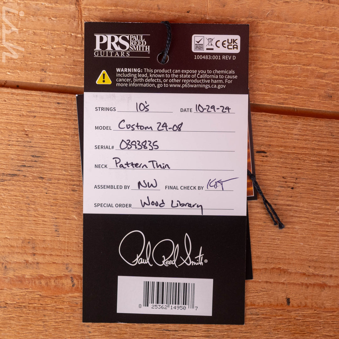 PRS Wood Library Custom 24-08 10-Top Aquableux Purple Burst