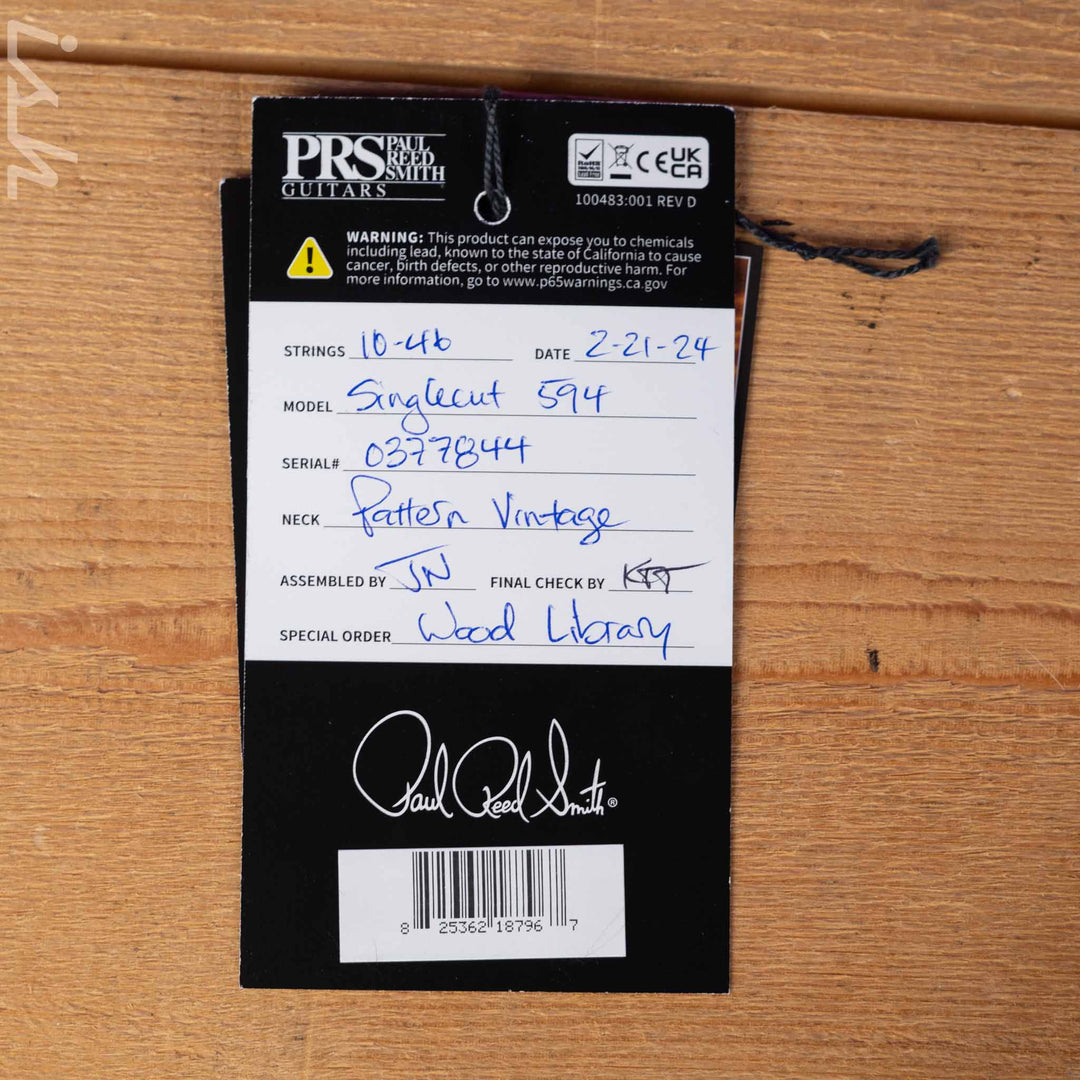 PRS McCarty 594 Singlecut Wood Library Brazilian Rosewood Fretboard Black Satin