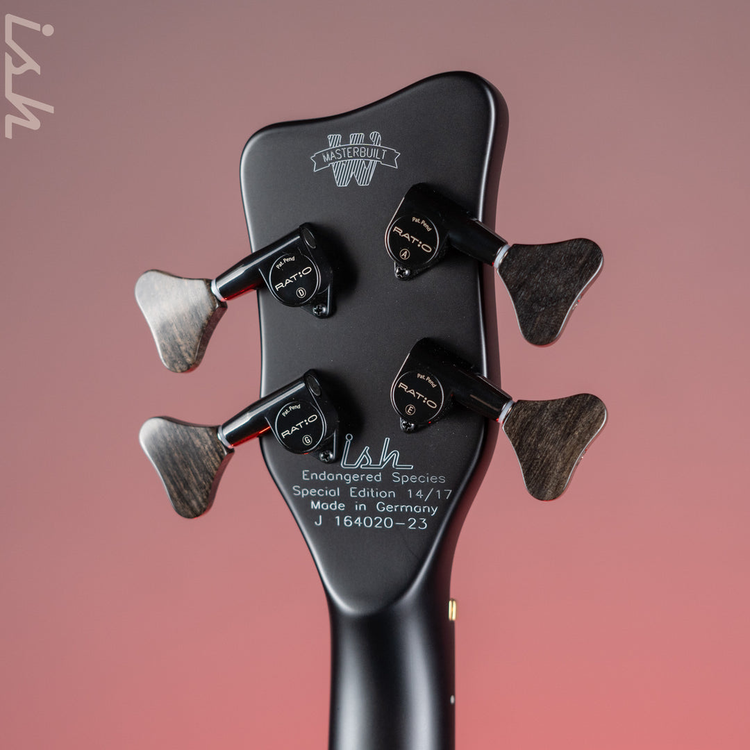 Ish x Warwick Dolphin SN TCS Custom Shop Endangered Species 4-String Bass Black Satin Ebony Fretboard