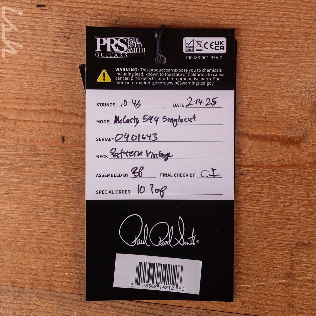 2025 PRS Wood Library McCarty 594 Singlecut 10-Top Makena Blue