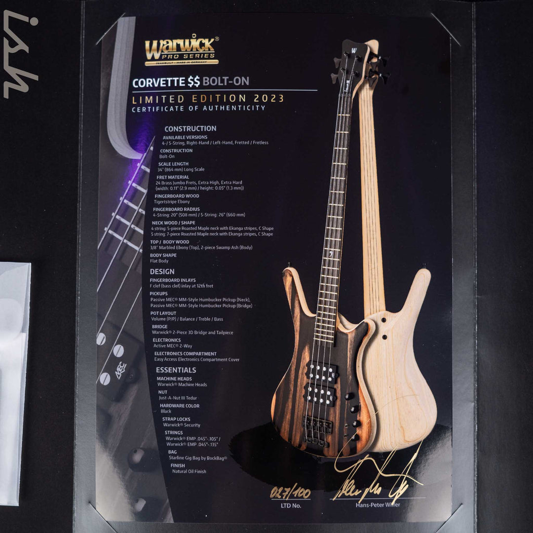 Warwick Teambuilt Corvette $$ Bolt-On Limited Edition 5-String Bolt-On Bass Natural Oil Finish