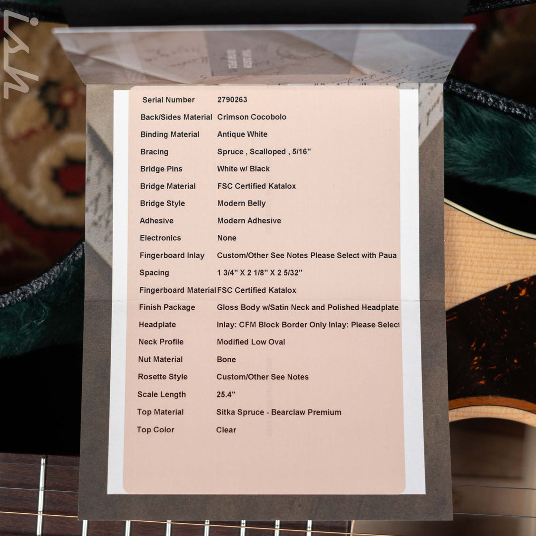 Martin Custom Shop GP28 Style Acoustic Guitar Crimson Cocobolo