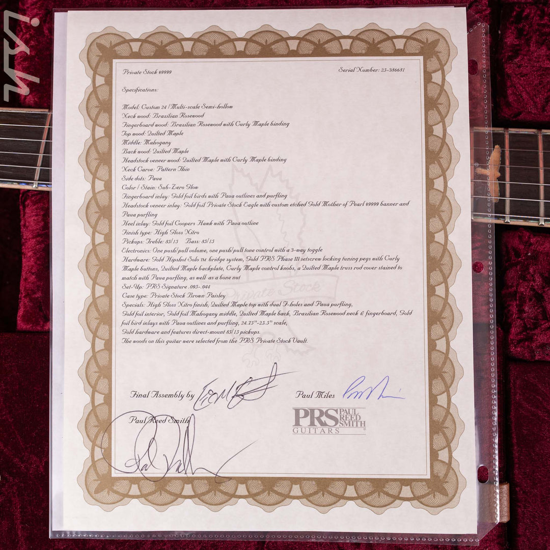 PRS Private Stock Custom 24 Semi-Hollow Multiscale Sub-Zero Glow 