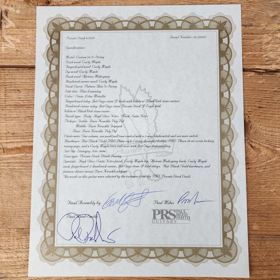 PRS Private Stock Custom 24 7-String Lilac Metallic