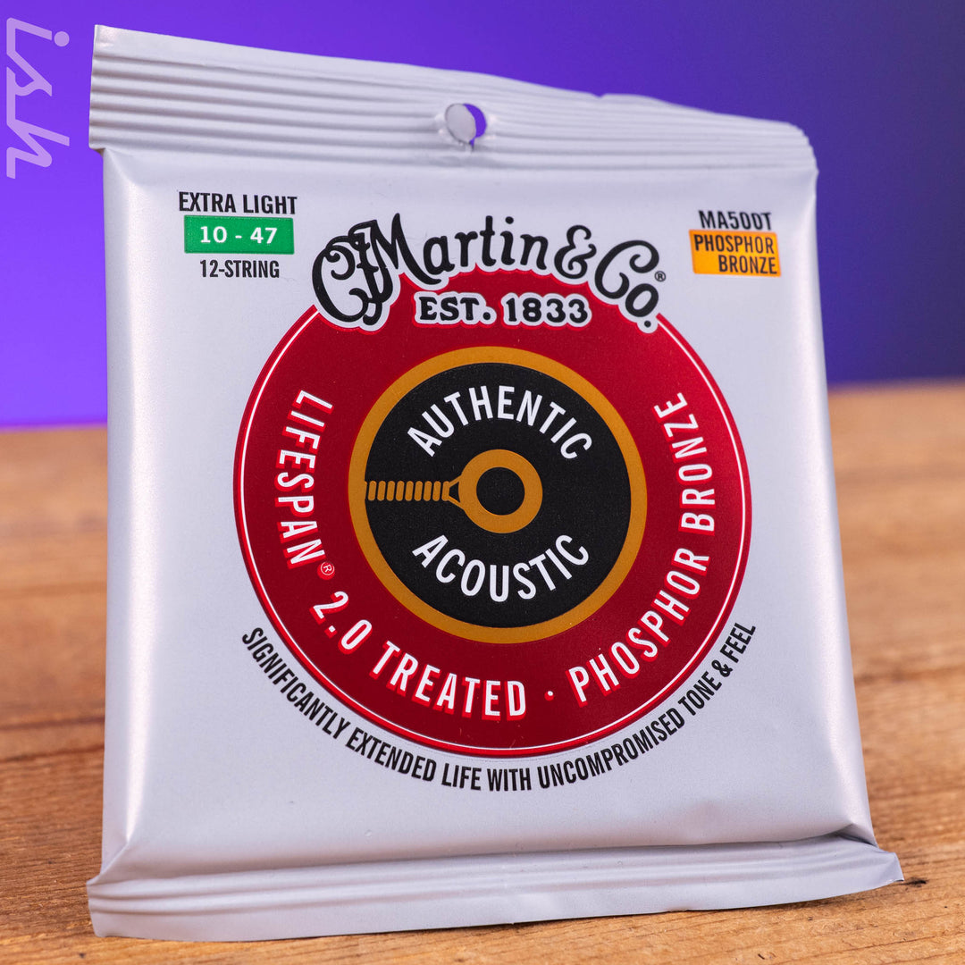 Martin MA500T 10-47 Extra Light 12-String Authentic Acoustic Lifespan 2.0 Treated 92/8 Phosphor Bronze Guitar Strings