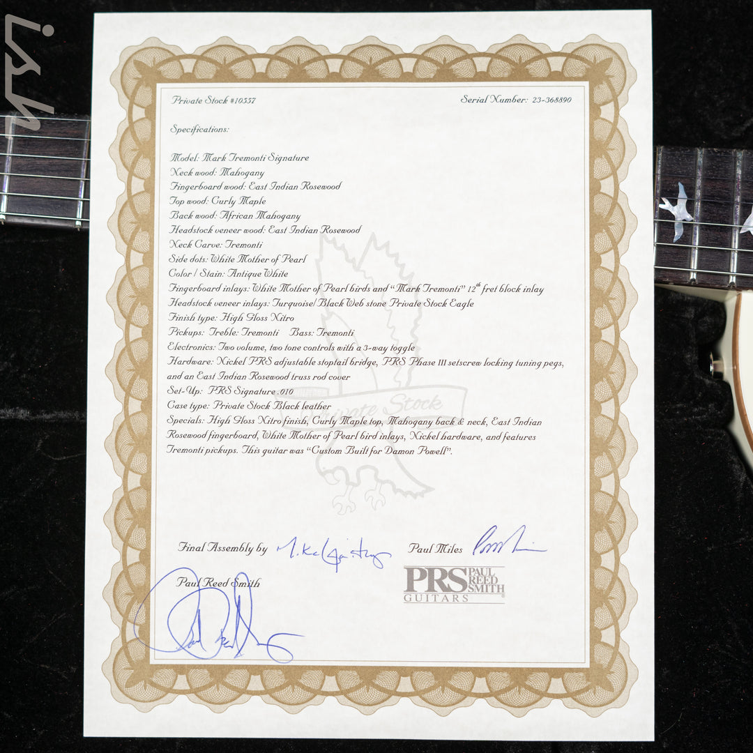 PRS Private Stock Mark Tremonti Stoptail Antique White Gloss