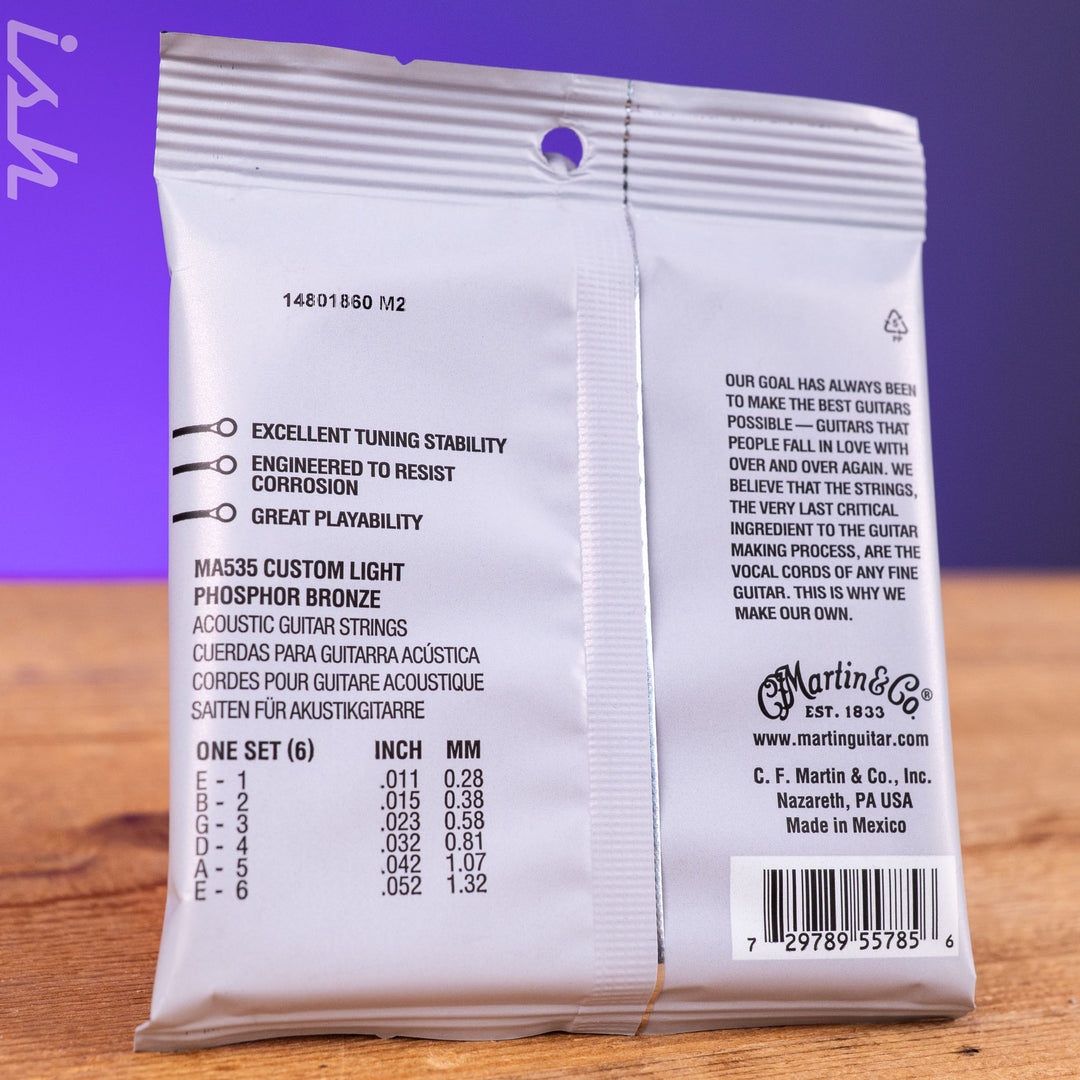 Martin MA535 11-52 Custom Light Authentic Acoustic SP 92/8 Phosphor Bronze Guitar Strings